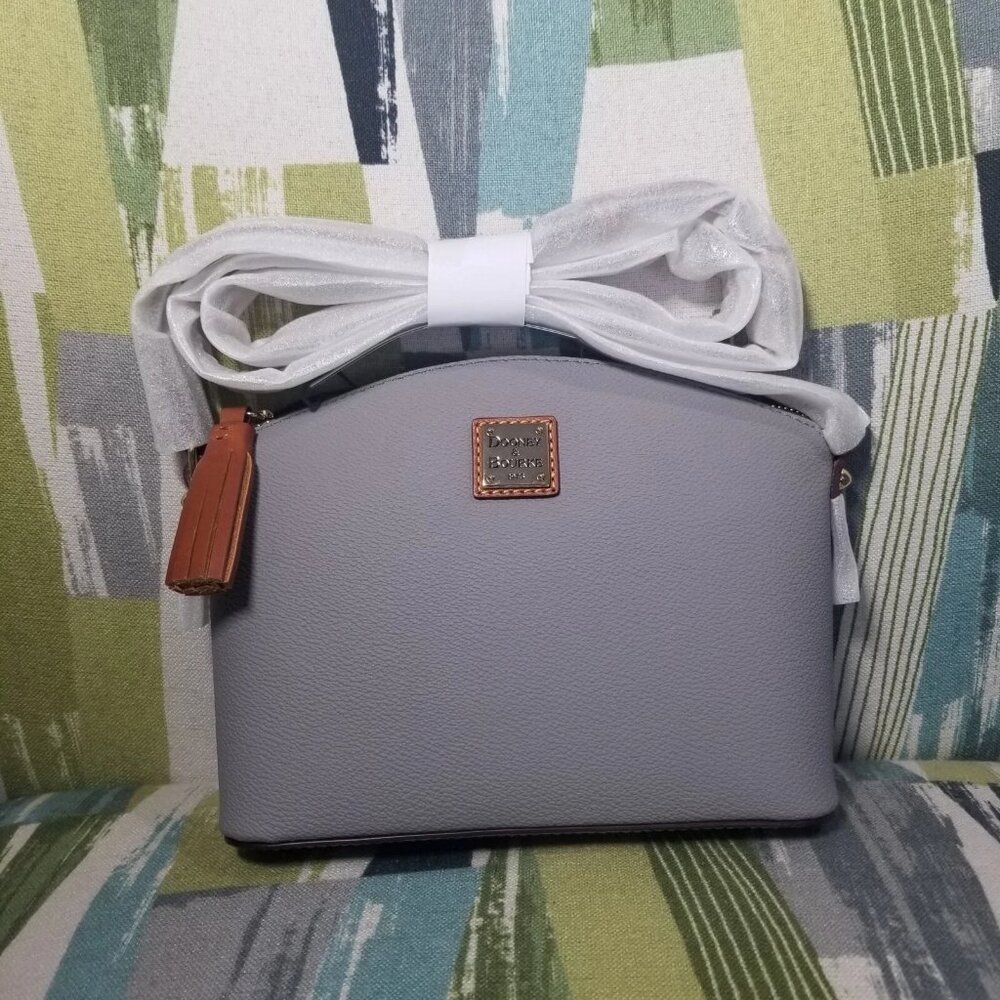 Dooney & Bourke Kirby Robin Crossbody Pebbled Leather Shoulder Purse Smoke Gray - Picture 13 of 13